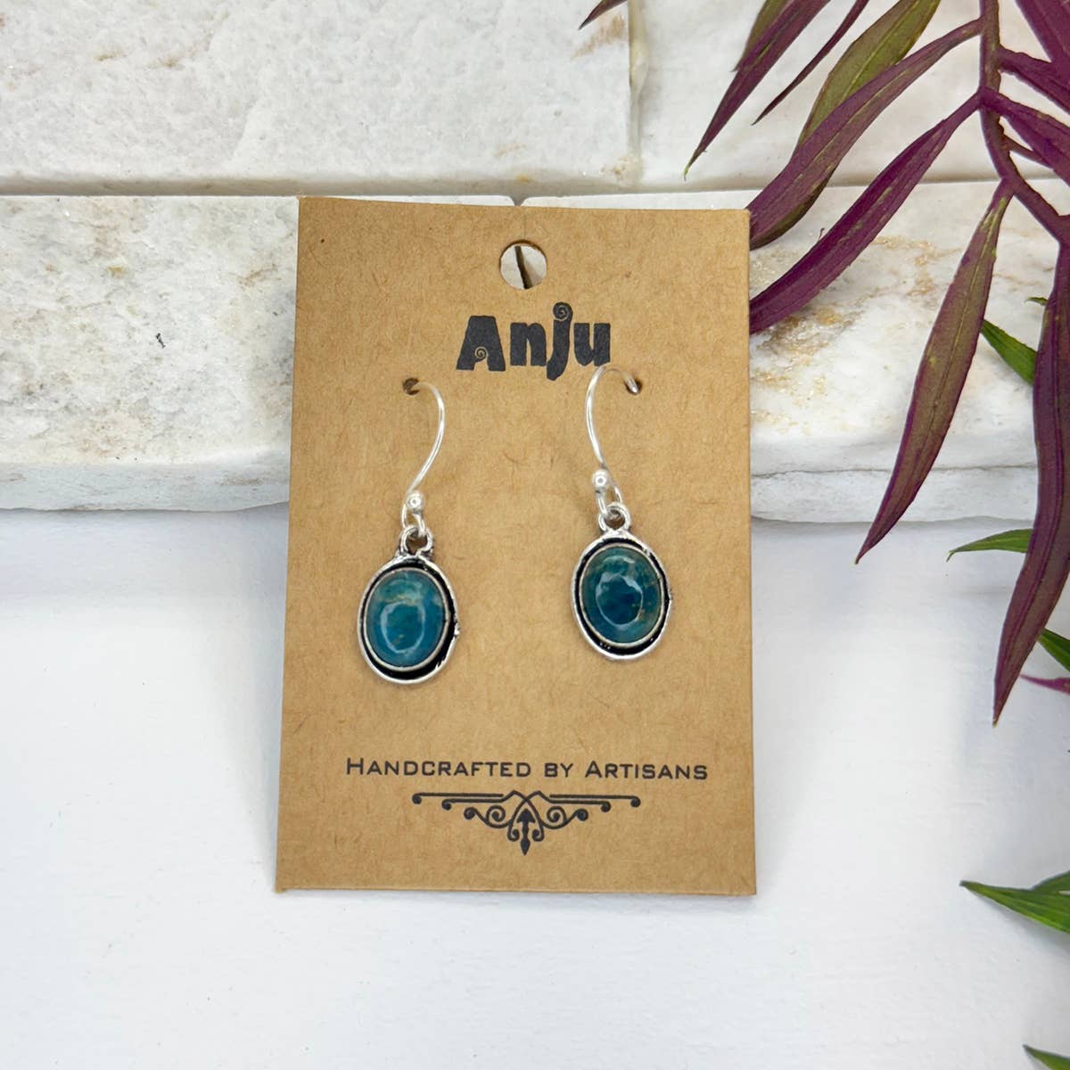 Handcrafted Semiprecious Small Stone Earrings - Apatite