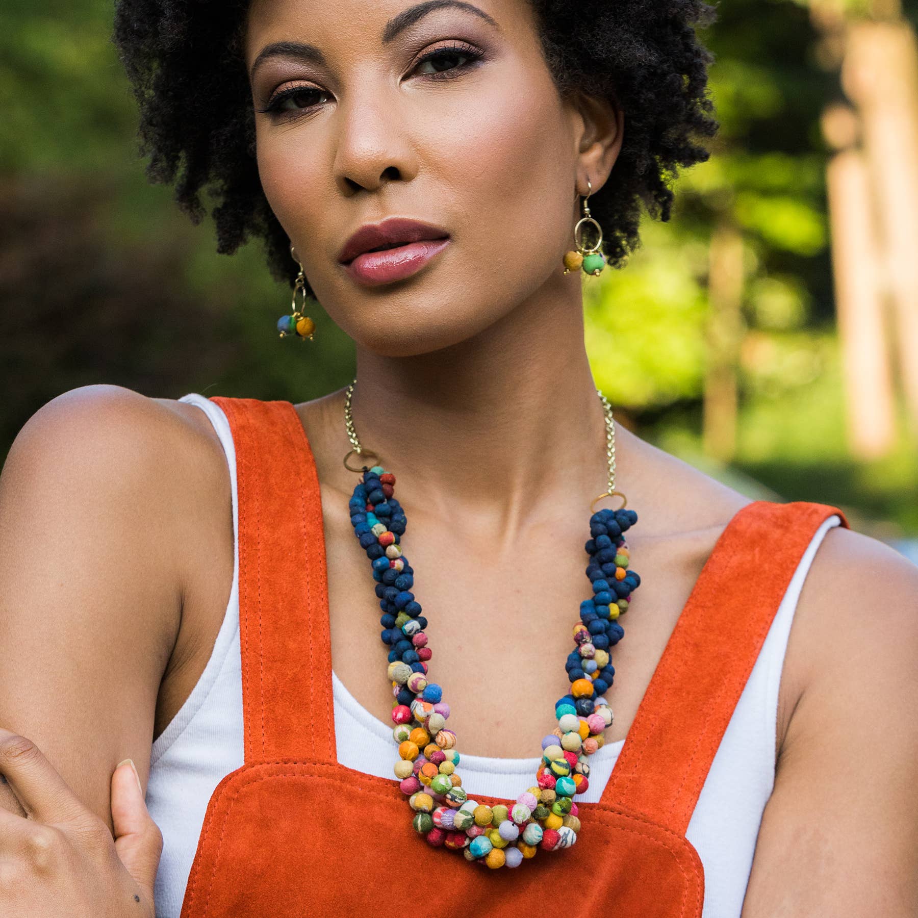 Aasha Braided with Black Beaded Kantha Handcrafted  Necklace