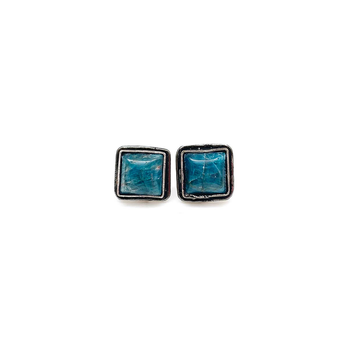 Handcrafted Kashi Semiprecious Stone Post Earrings - Apatite