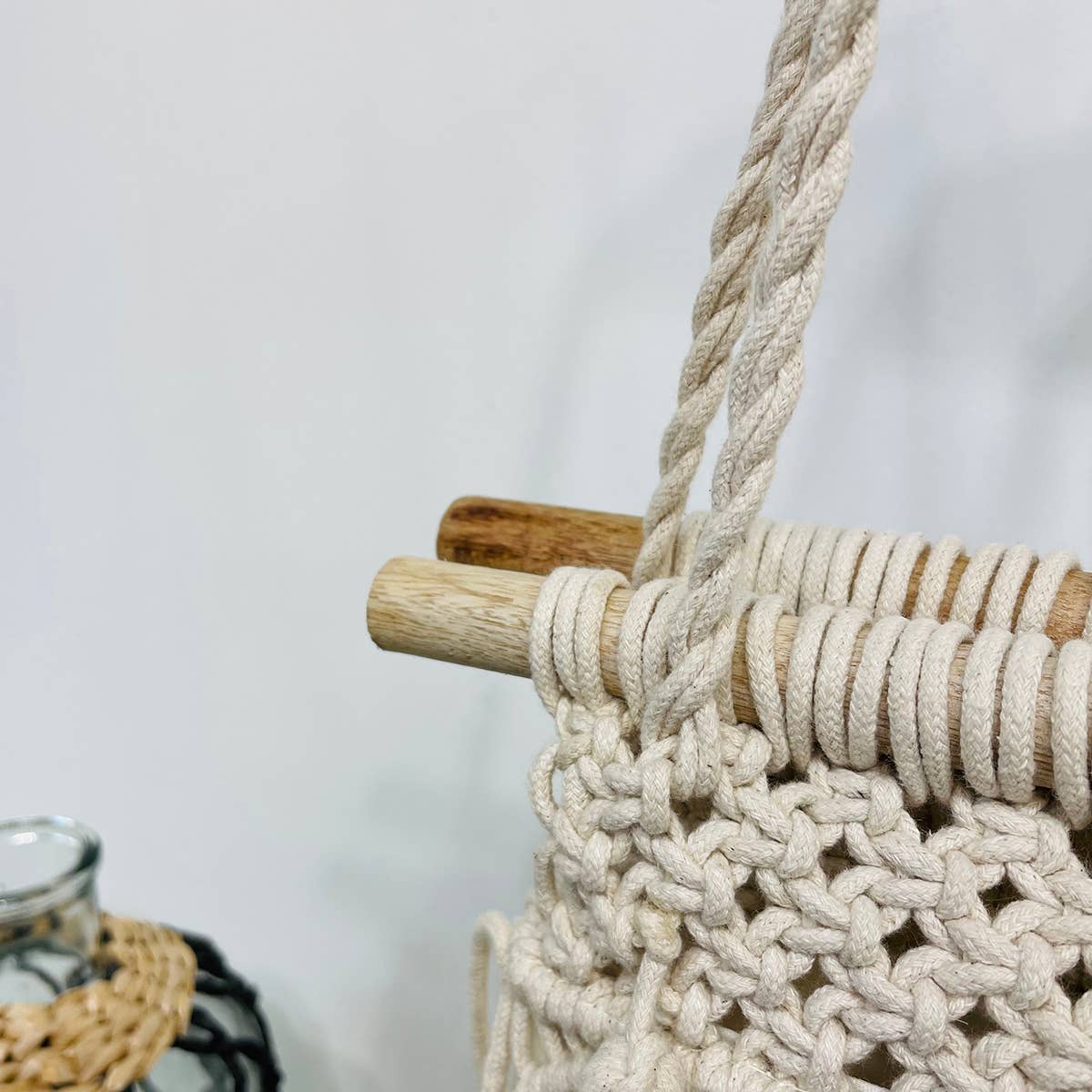 Coco Bag - Cotton macrame handbag with cotton lining