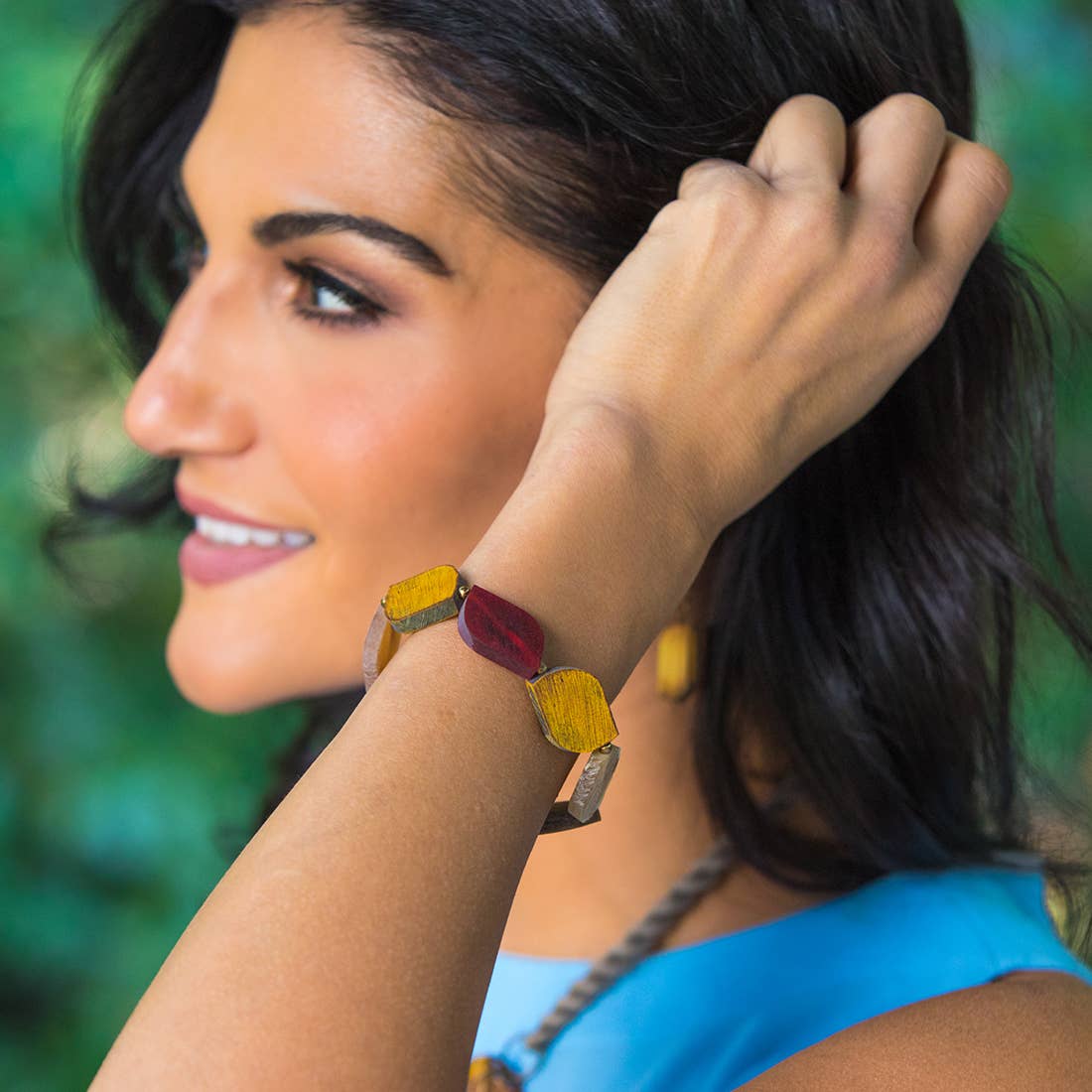 Omala Autumn Neutrals Abstract Shapes Elastic Bracelet