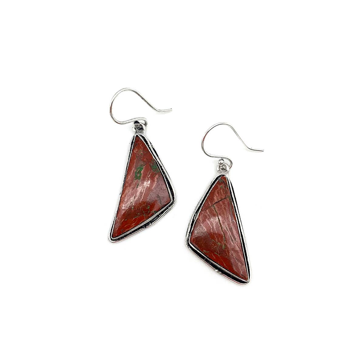 Handcrafted Kashi Semiprecious Stone Earrings - Red Jasper