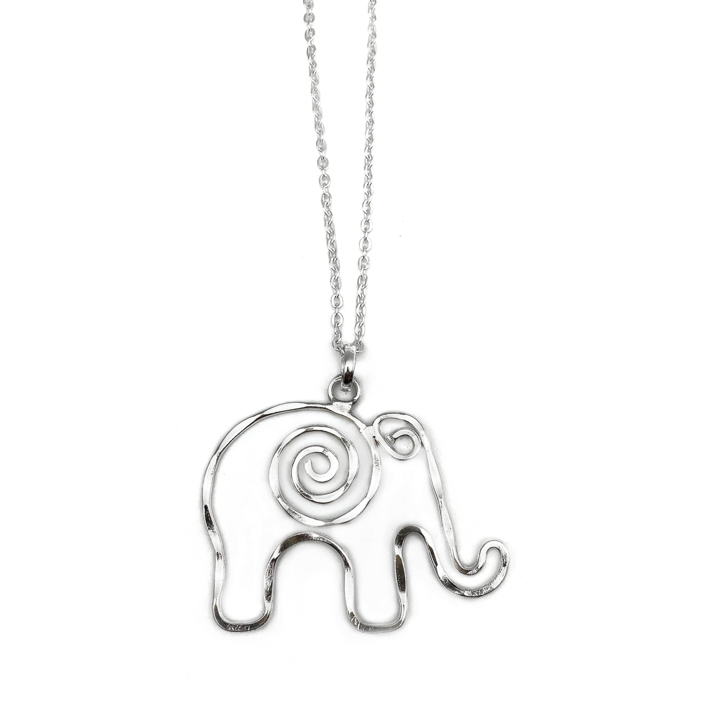 Silver Plated Pendant Necklace - Elephant