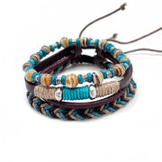 Aadi Mens Bracelet - Turquoise and blue dark woven leather