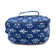 Indigo Palms Small Cosmetics Case - Block Printed Cotton