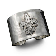 Silver Plated Adjustable Cuff Bracelet - Fleur de Lis