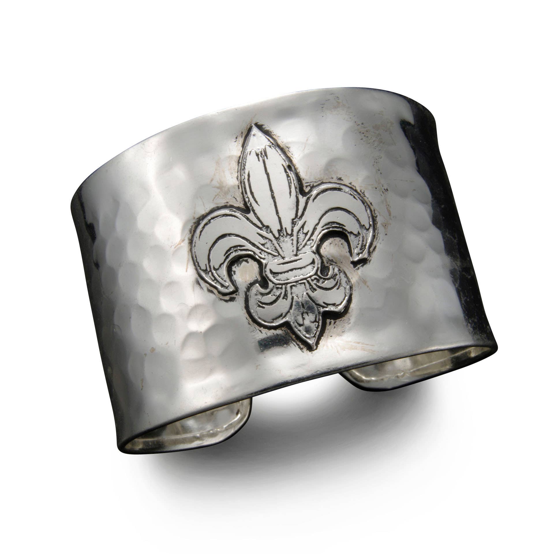 Silver Plated Adjustable Cuff Bracelet - Fleur de Lis