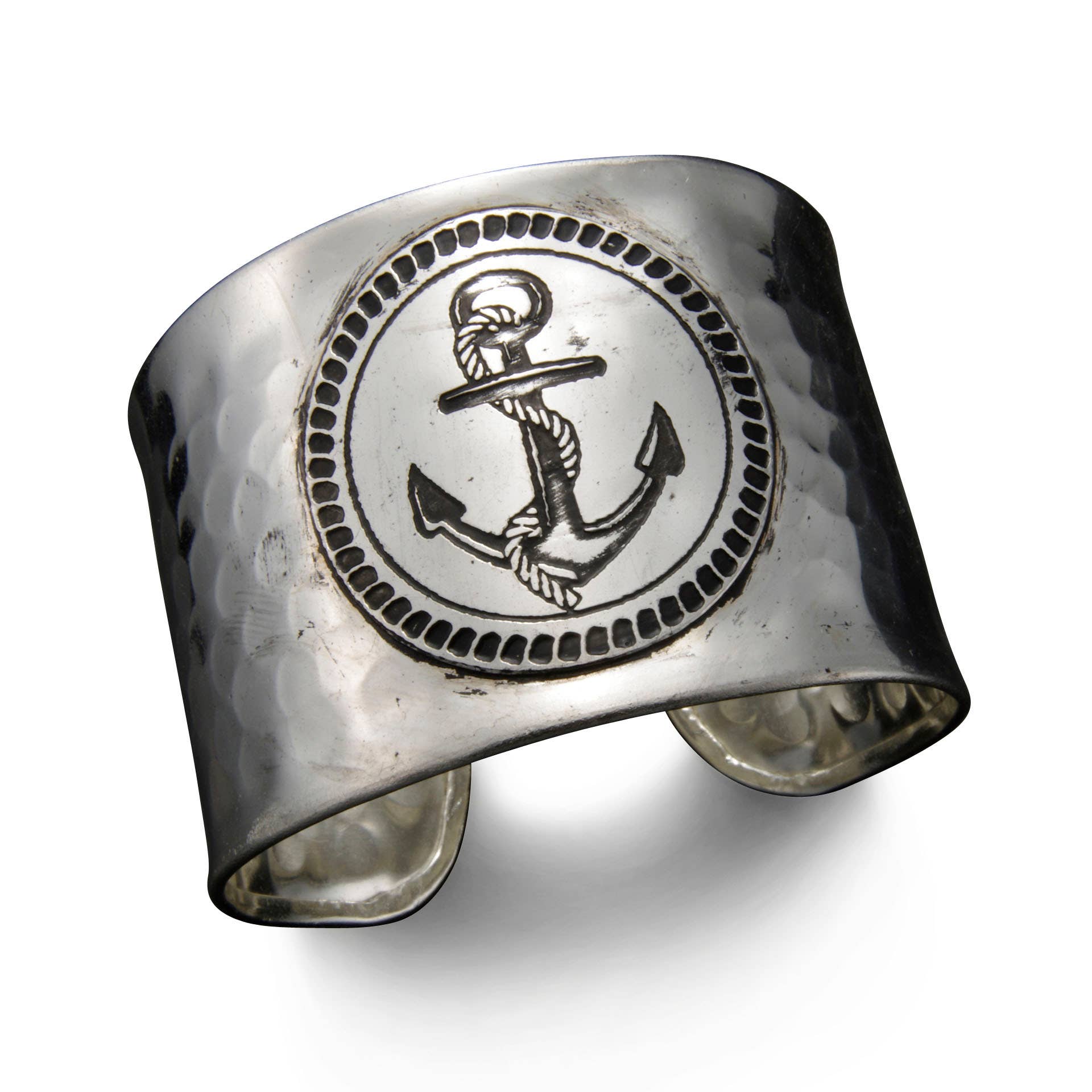 Silver Plated Adjustable Cuff Bracelet - Anchor