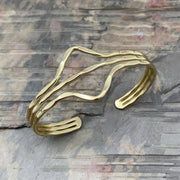 Gold Plated Adjustable Cuff Bracelet - Two Triangles