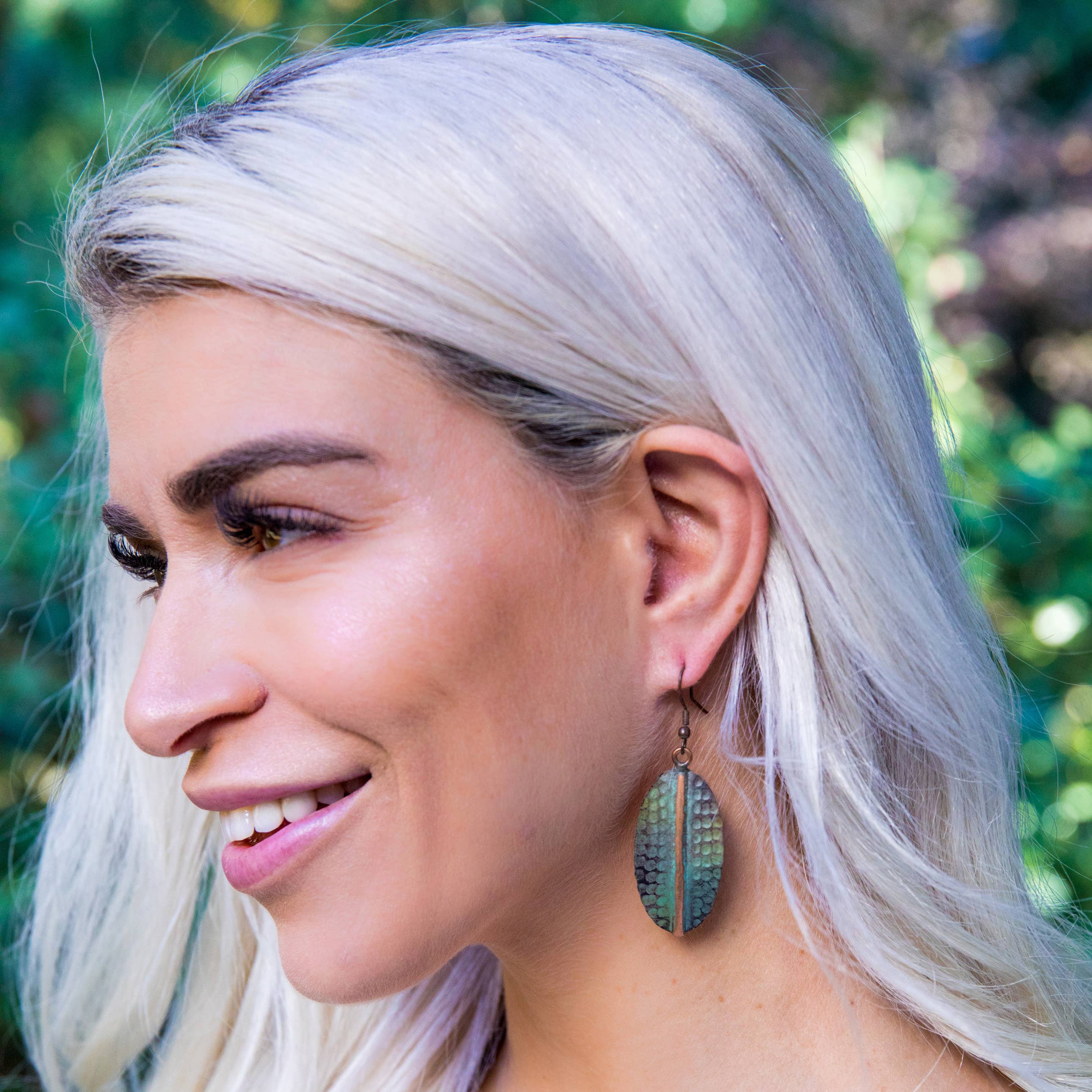 24 Copper Patina Earrings Prepack And Wooden Spinner Display