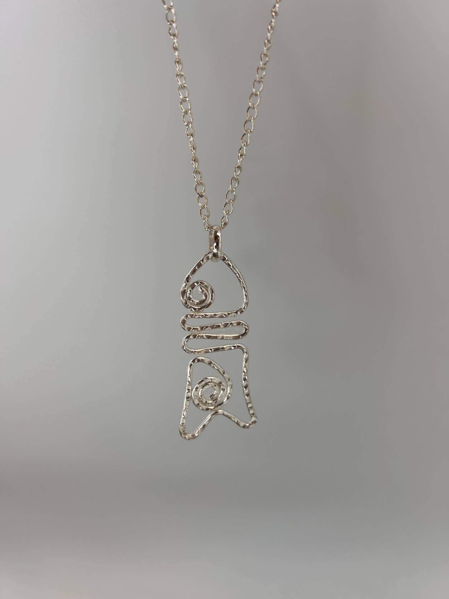 Silver Plated Pendant Necklace - Spiral Fish