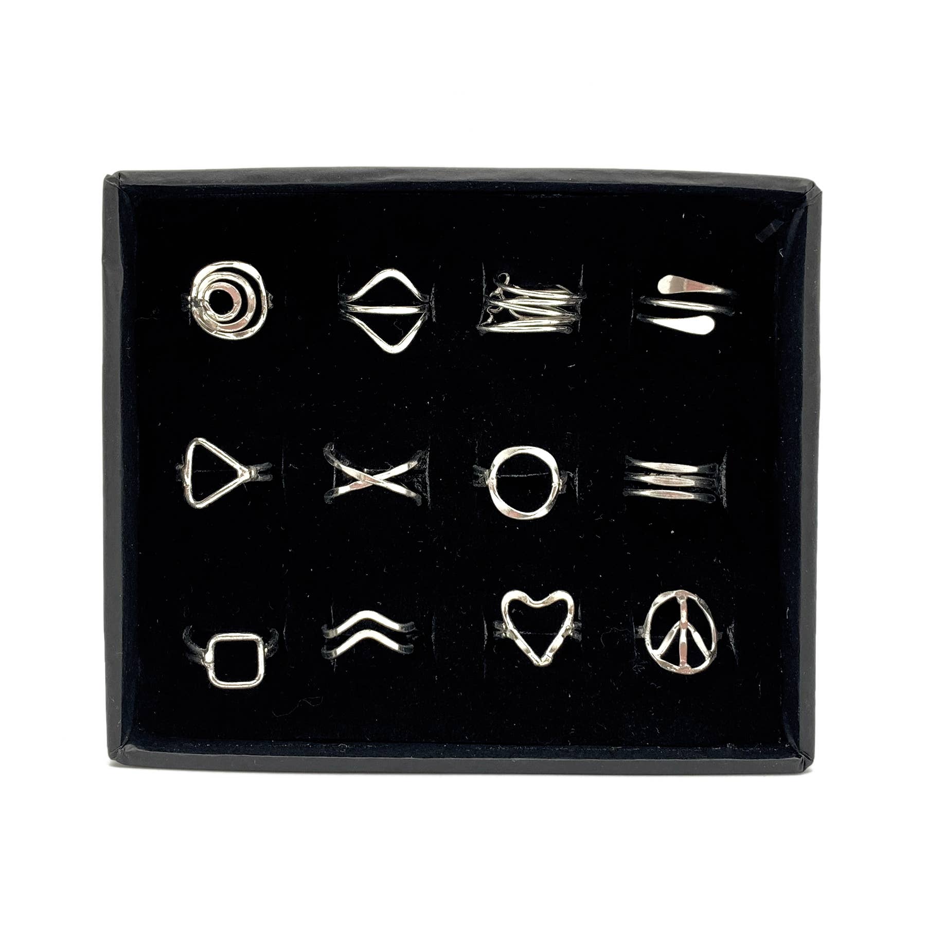 Silver Plated Adjustable Ring Prepack - 12 Rings