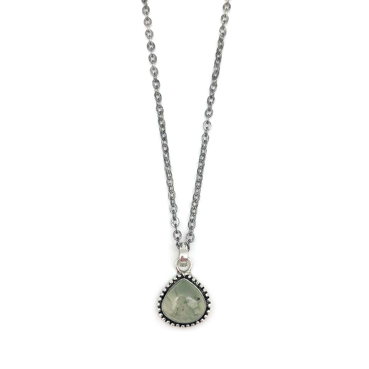 Handcrafted Semiprecious Large Stone Necklace - Prehnite