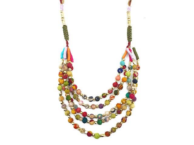 Aasha Wrapped Ends Kantha Handcrafted Necklace