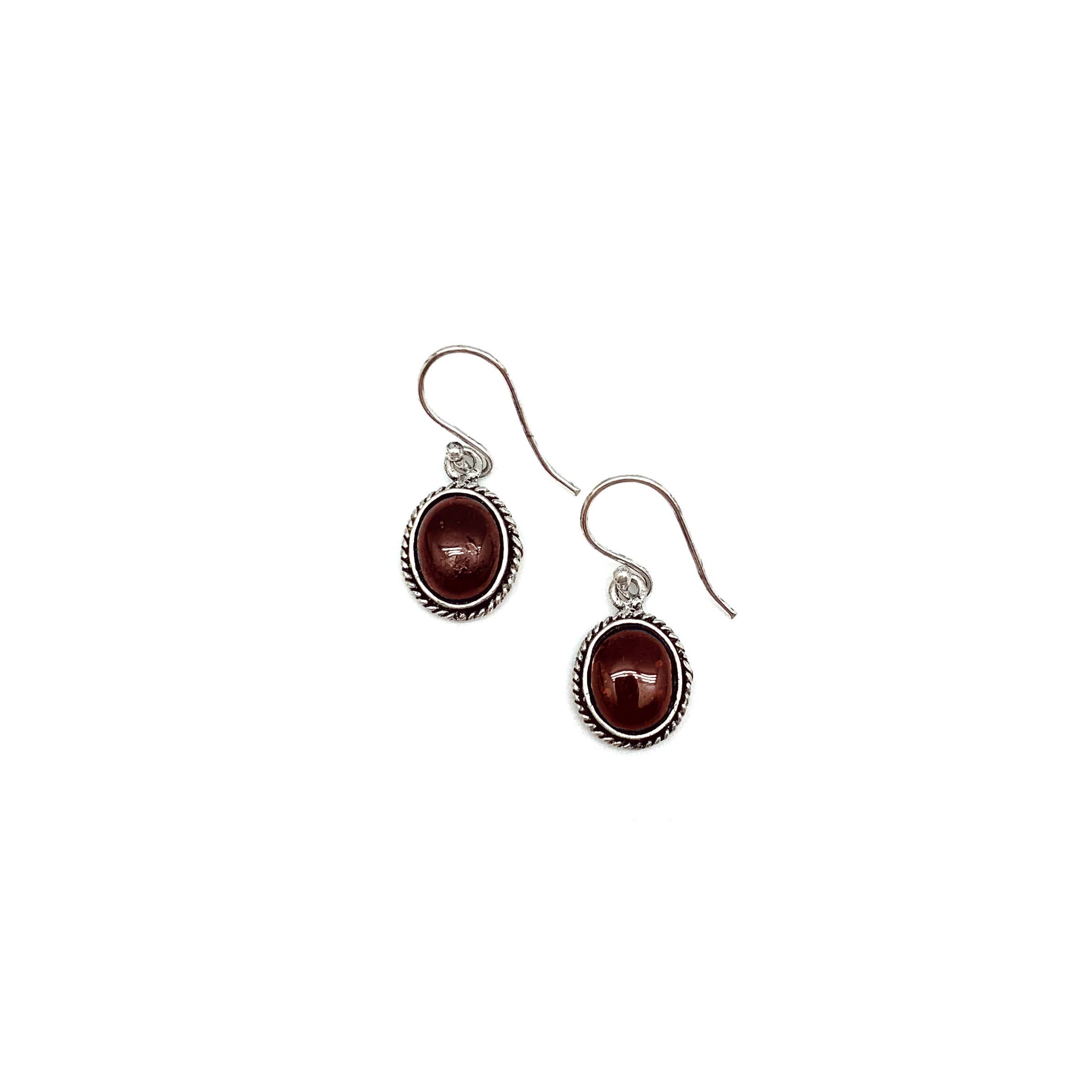 Handcrafted Semiprecious Small Stone Earrings - Garnet