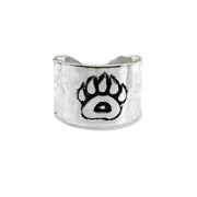 Silver Plated Adjustable Cuff Ring - Bear Paw
