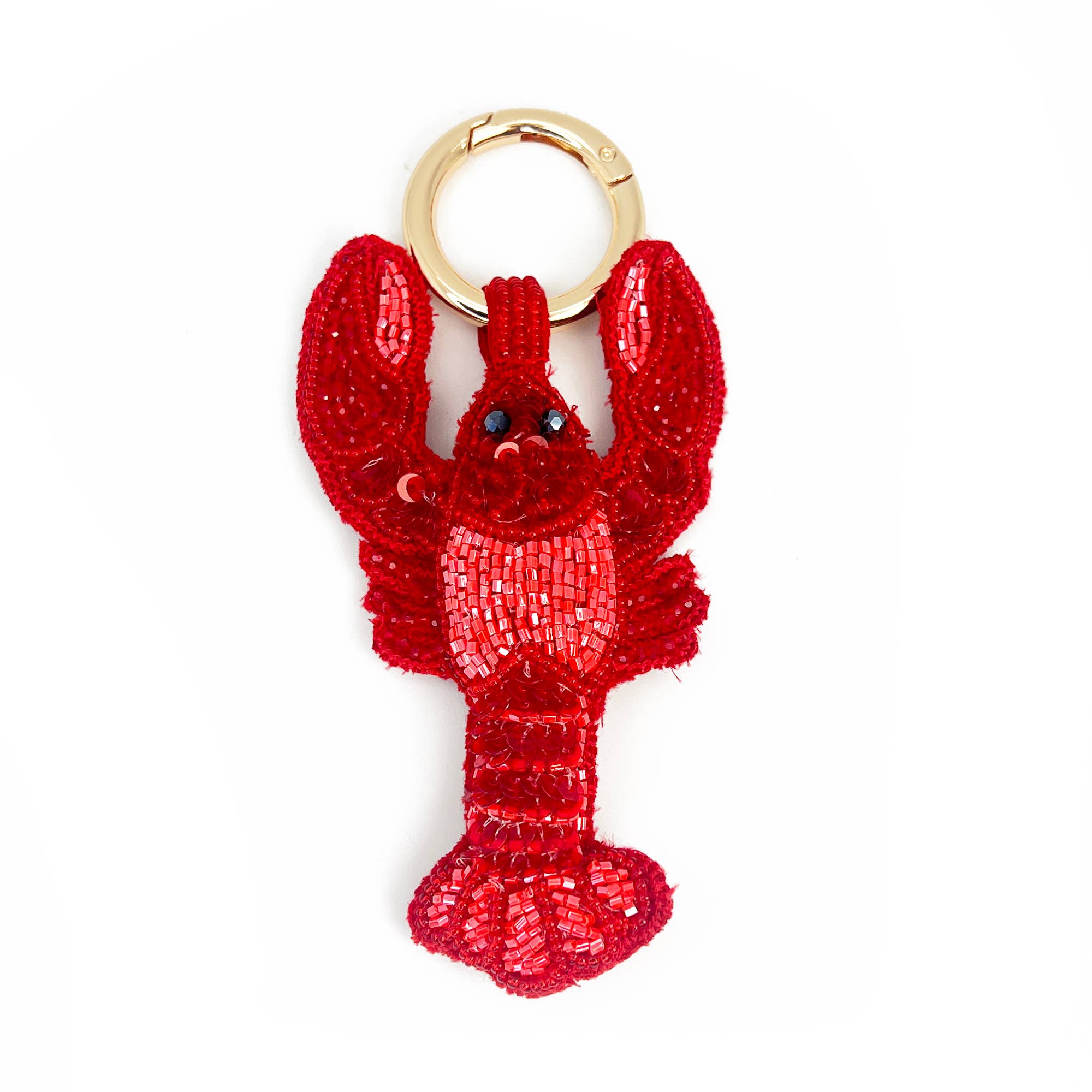 Seed Bead Red Lobster Key Ring