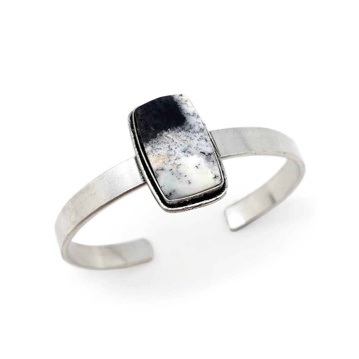 Handcrafted Kashi Semiprecious Stone Cuff - Dendritic Opal