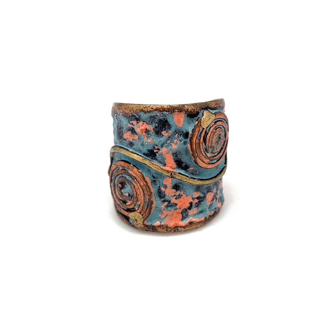 Brass Patina Yin Yang Oval Ring