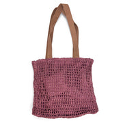 Lily Bag - Raffia bag with leather handles - Rust