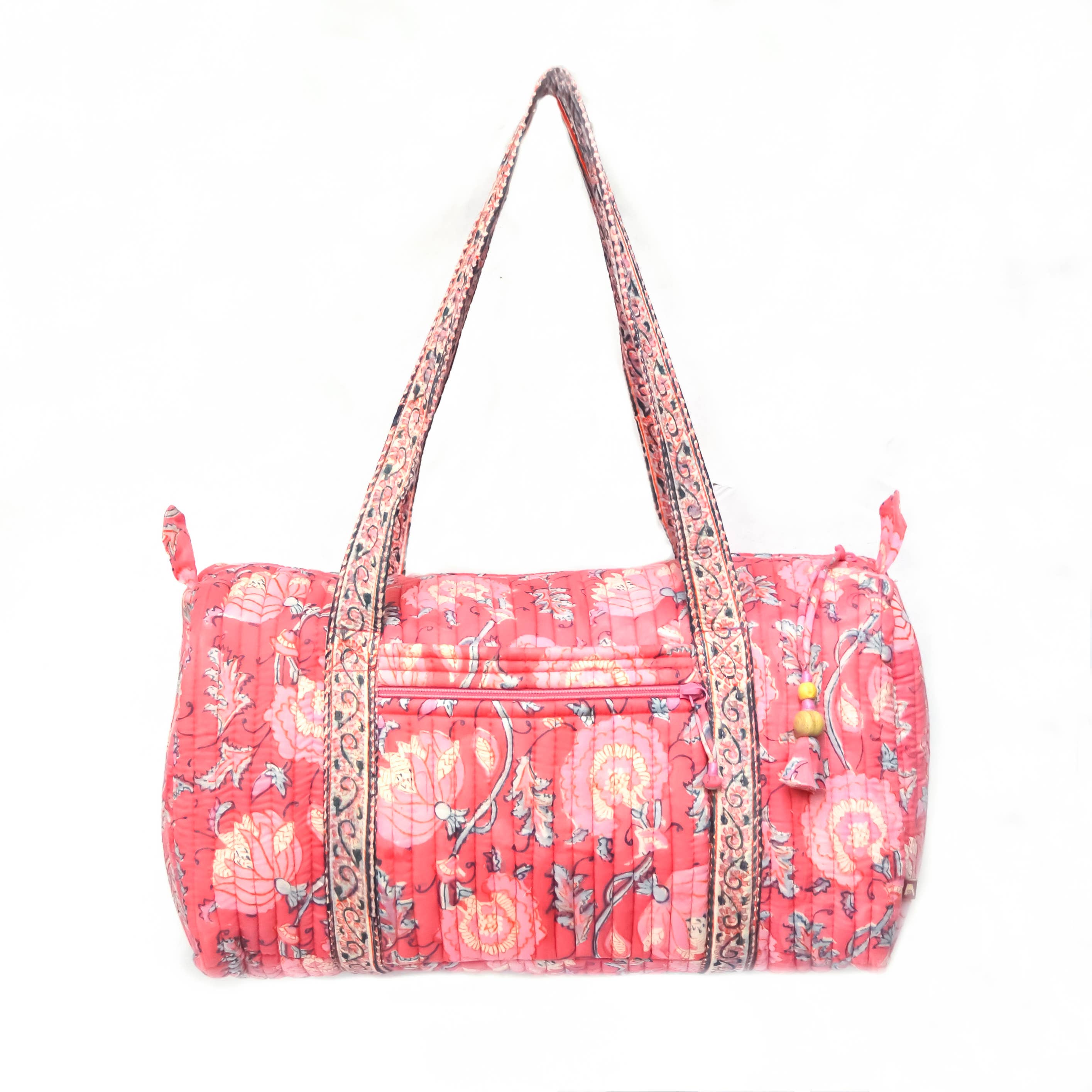 Midnight Blossoms XL Duffle Bag - Block Printed Cotton