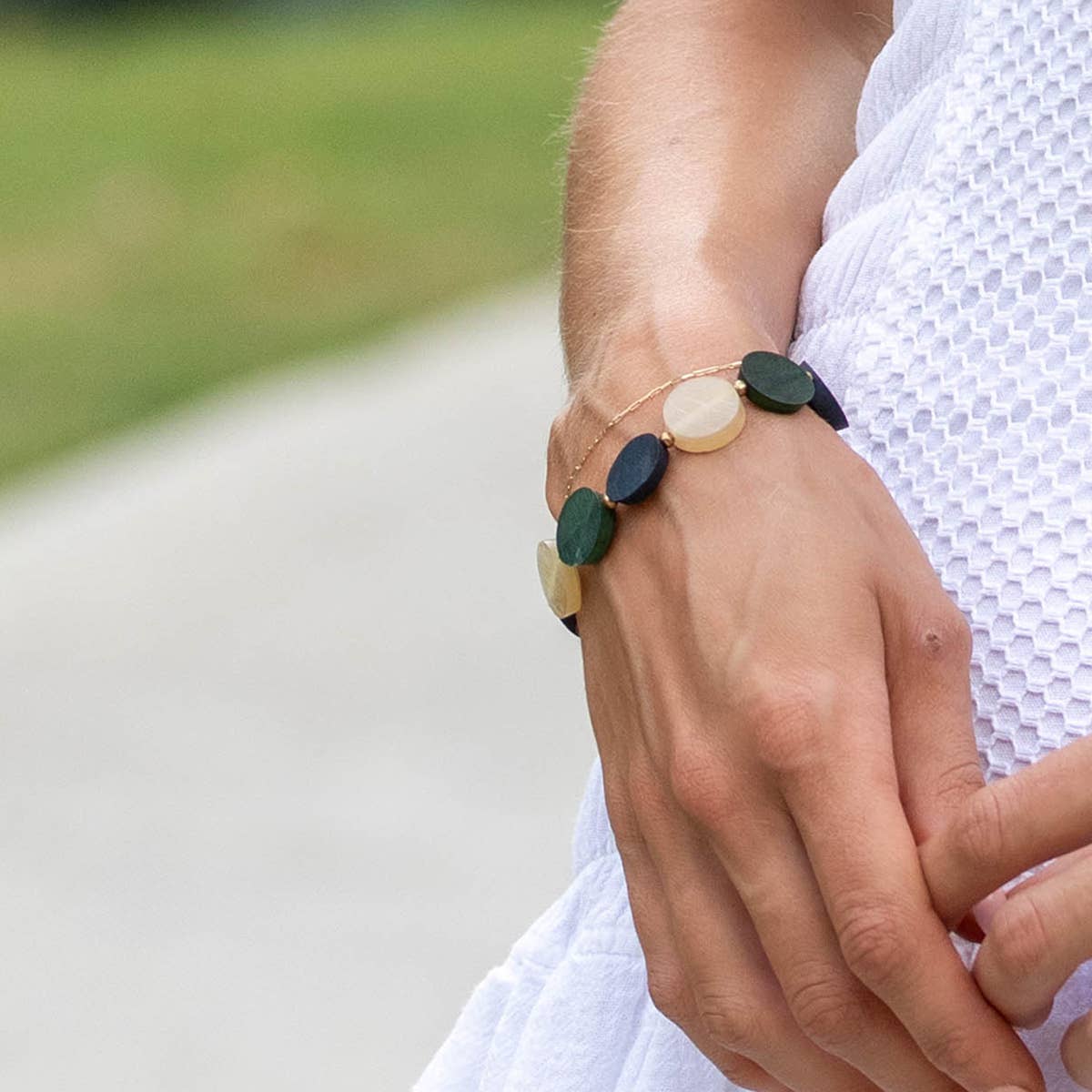 Omala Misty Greens - Stretch Bracelet with Small Circles