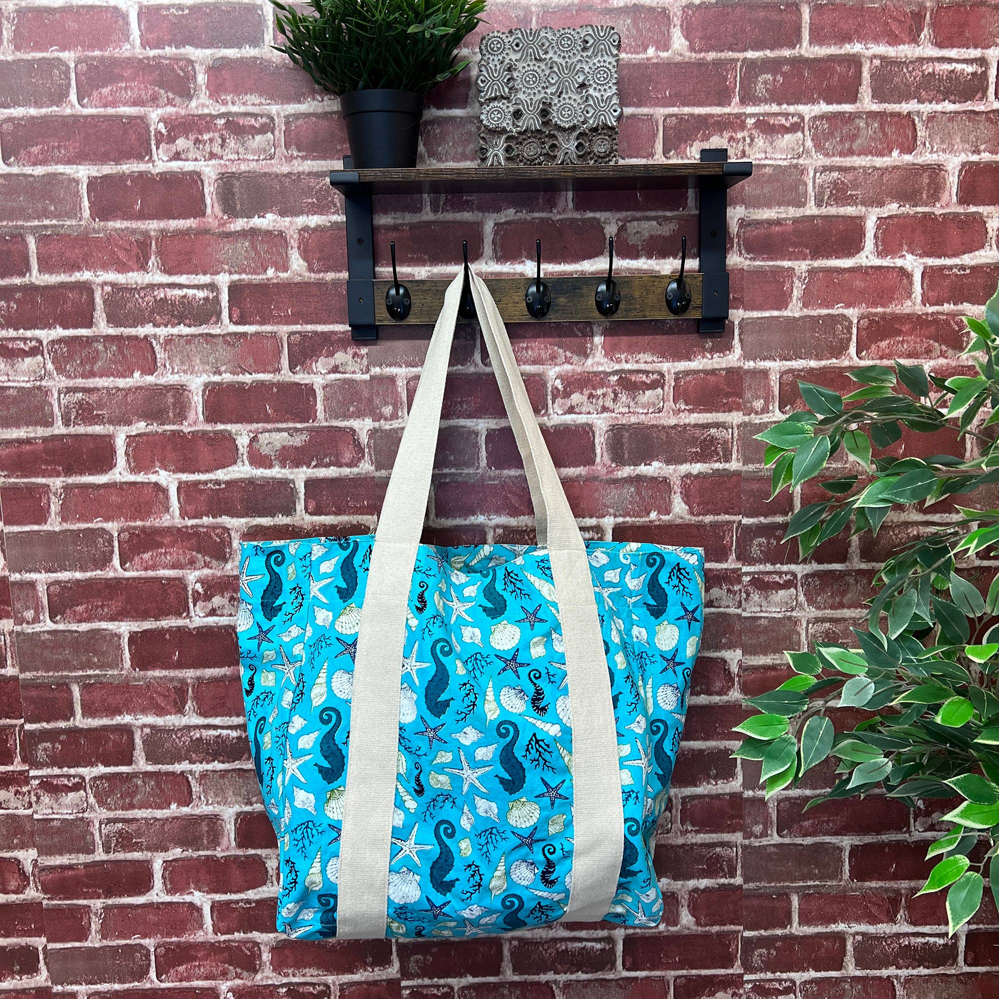 Handcrafted Canvas Bag with Block-Printed Seabed Treasures