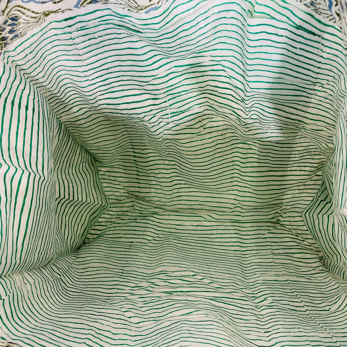 Handcrafted Canvas Bag with Block-Printed Floral Peacock