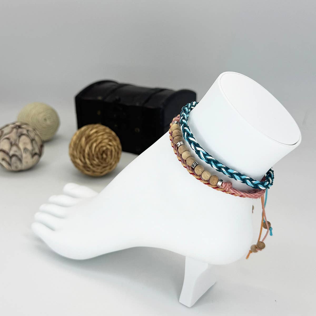 Weave & Wander Peach Horizion Trio Anklet