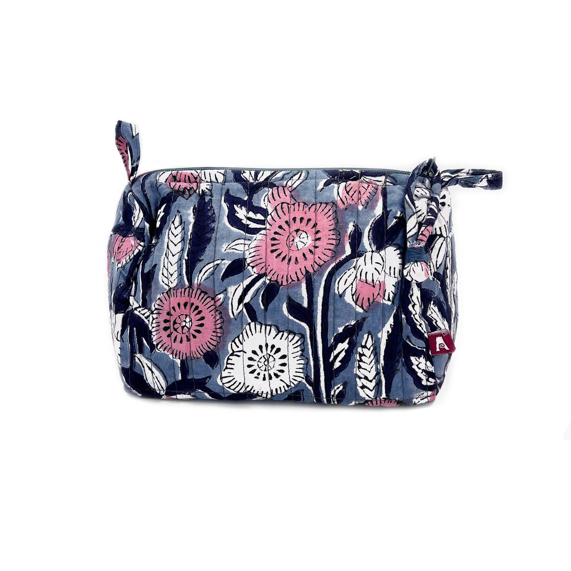Midnight Blossoms Medium Travel Kit - Block Printed Cotton