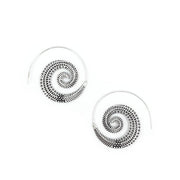 Tanvi Collection Earrings - Silver Curled Feather Open Hoop