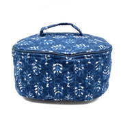 Indigo Palms Large Cosmetics Case - Block Printed Cotton