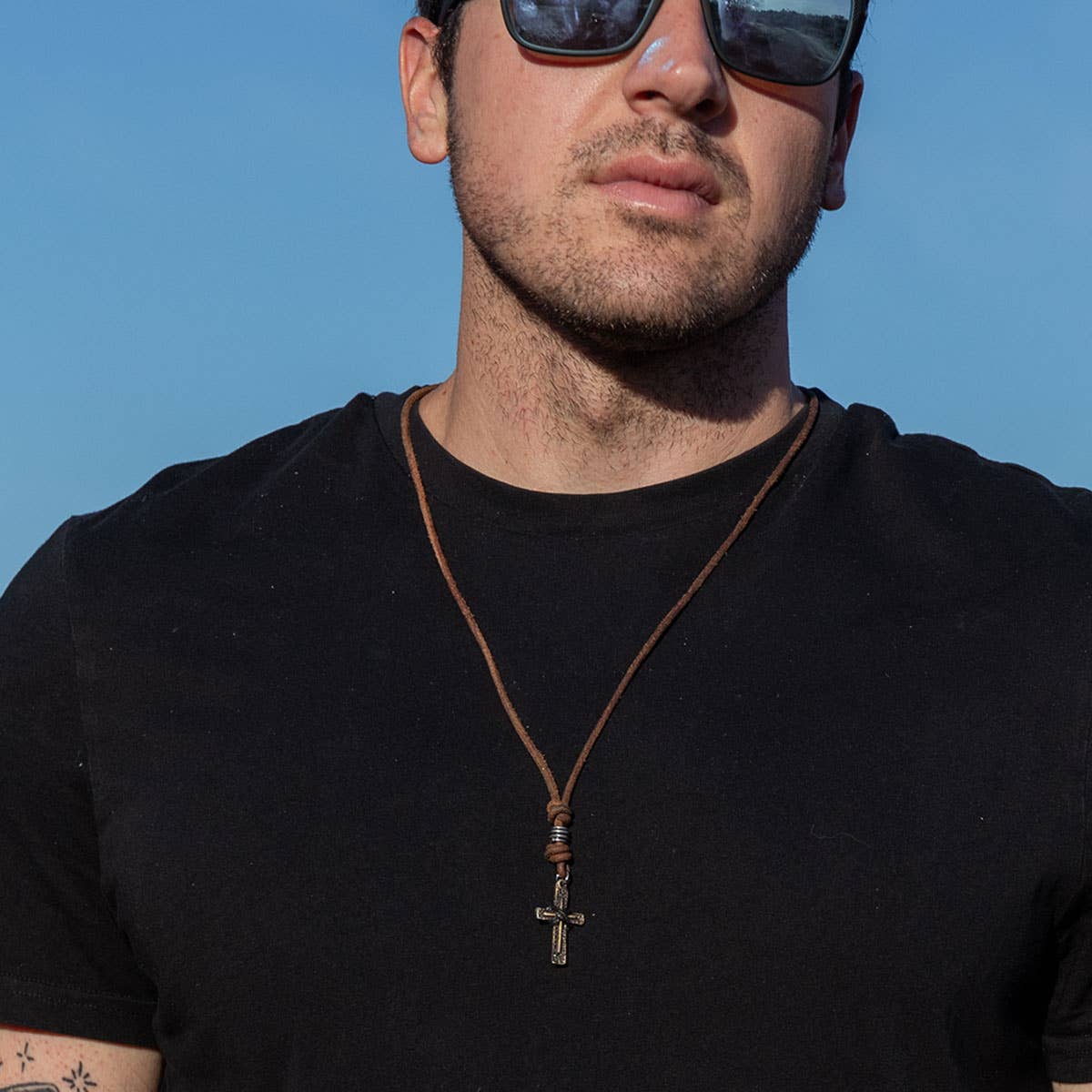 Aadi Classic Cross Leather Necklace