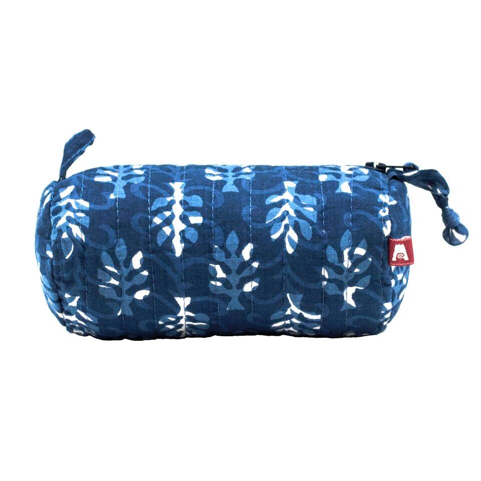 Indigo Palms Personal Accessory Bag - Block Printed Cotton