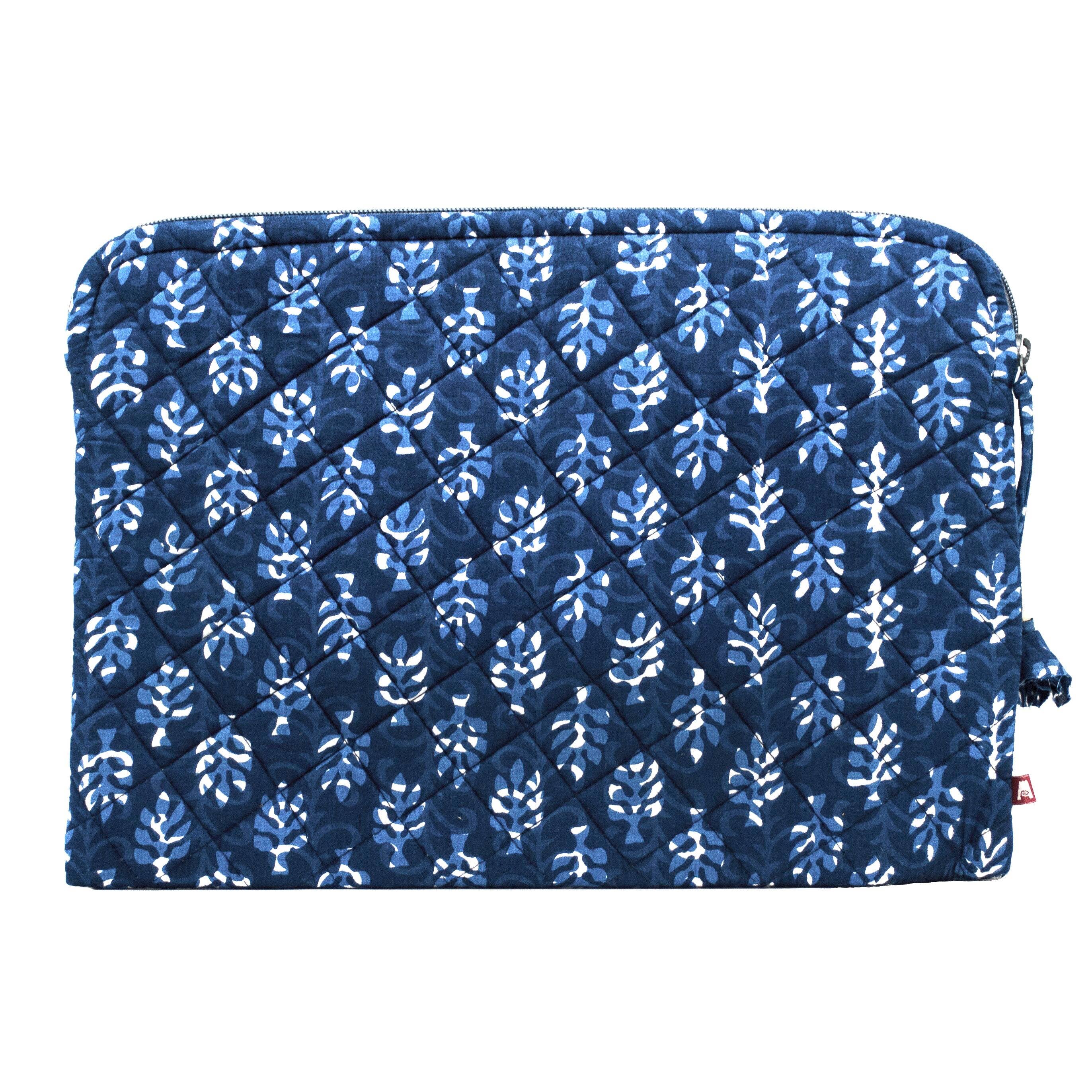 Indigo Palms Large Laptop Bag - Block Printed Organic Cotton