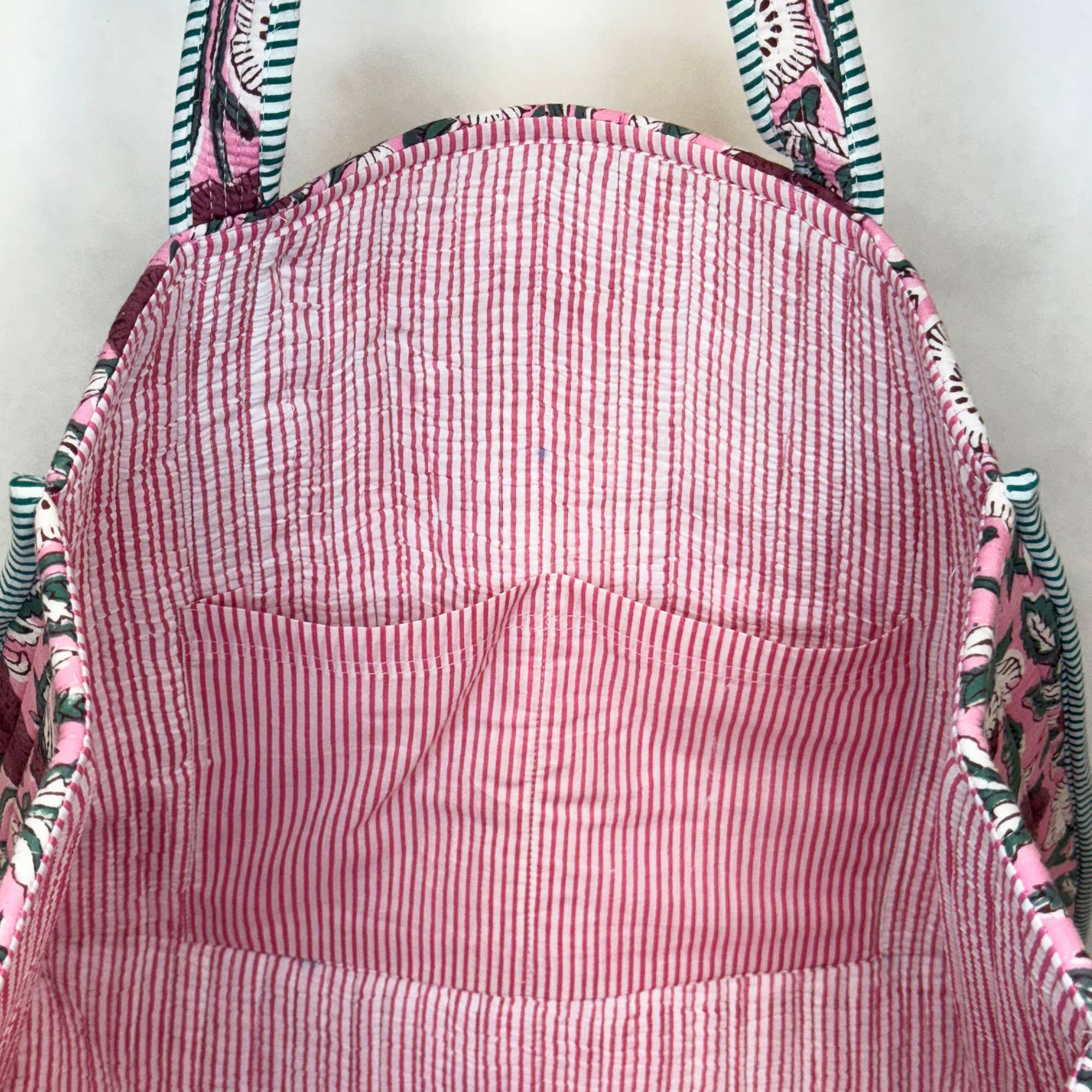 Fuchsia Bouquet Quilted Block-Printed Tote