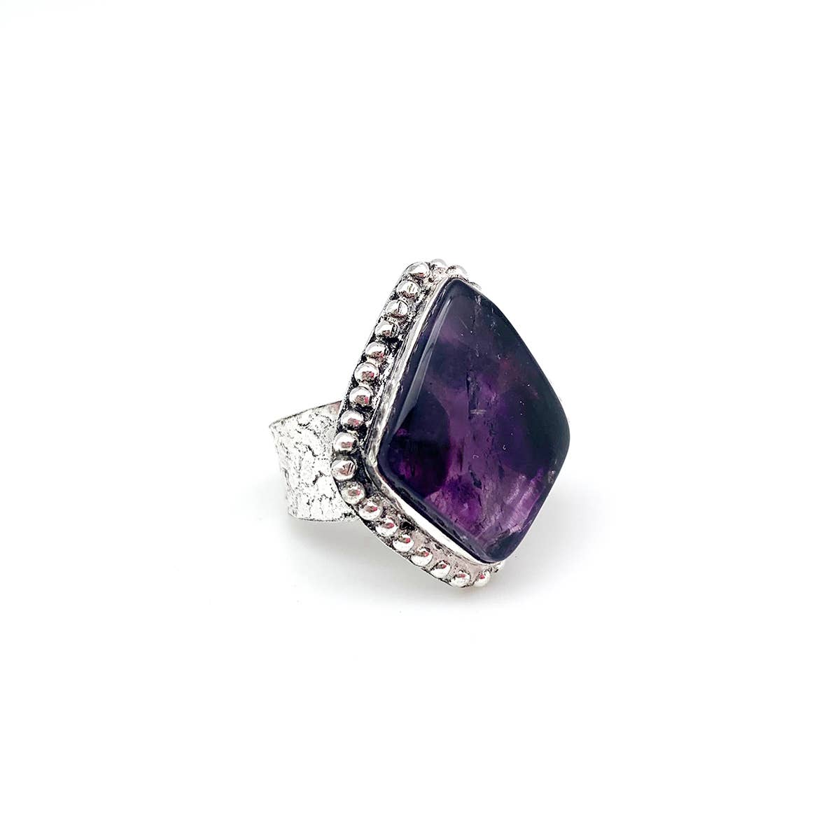 Handcrafted Kashi Semiprecious Stone Ring - Amethyst