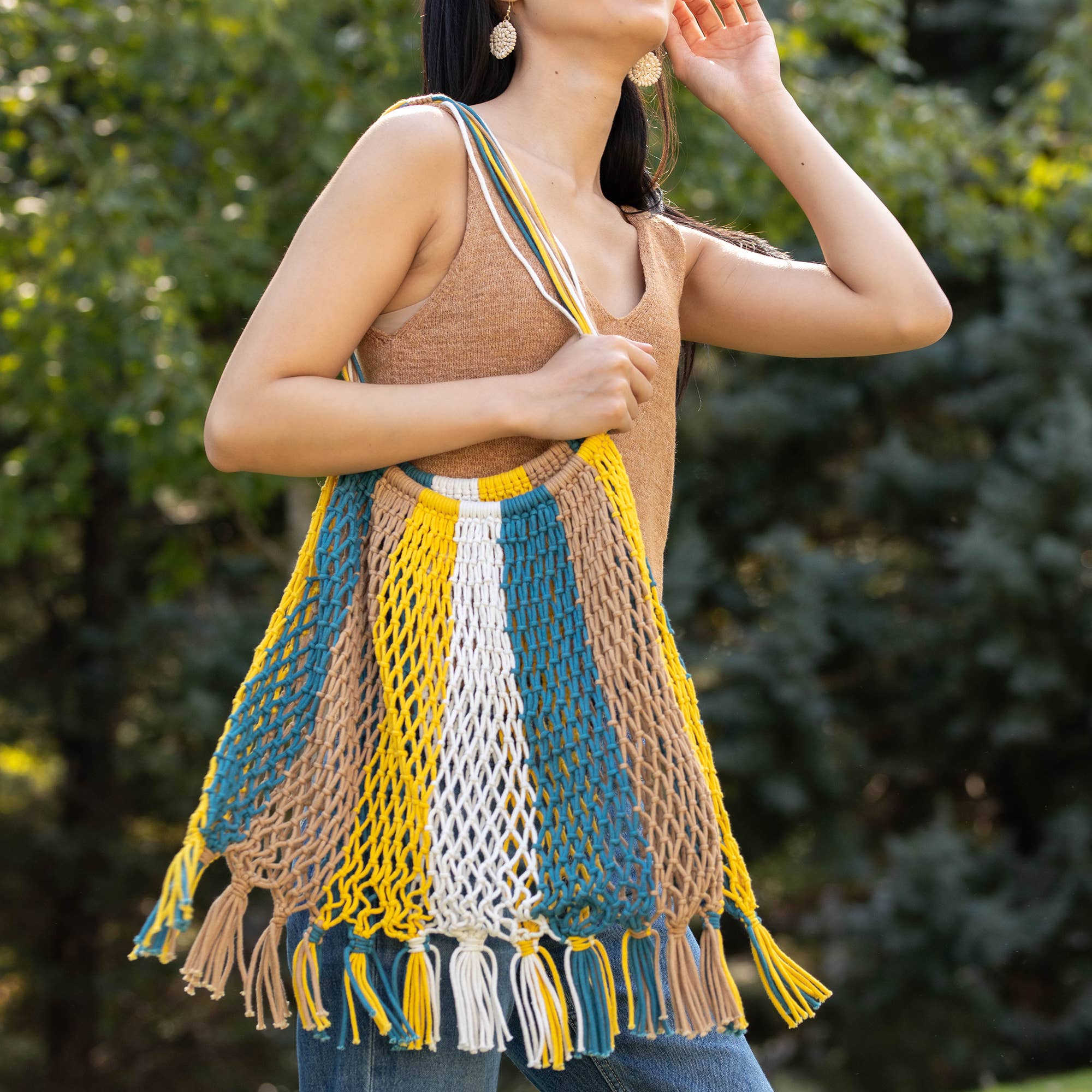 Gemma Bag - Cotton market tote - Blue and Yellow