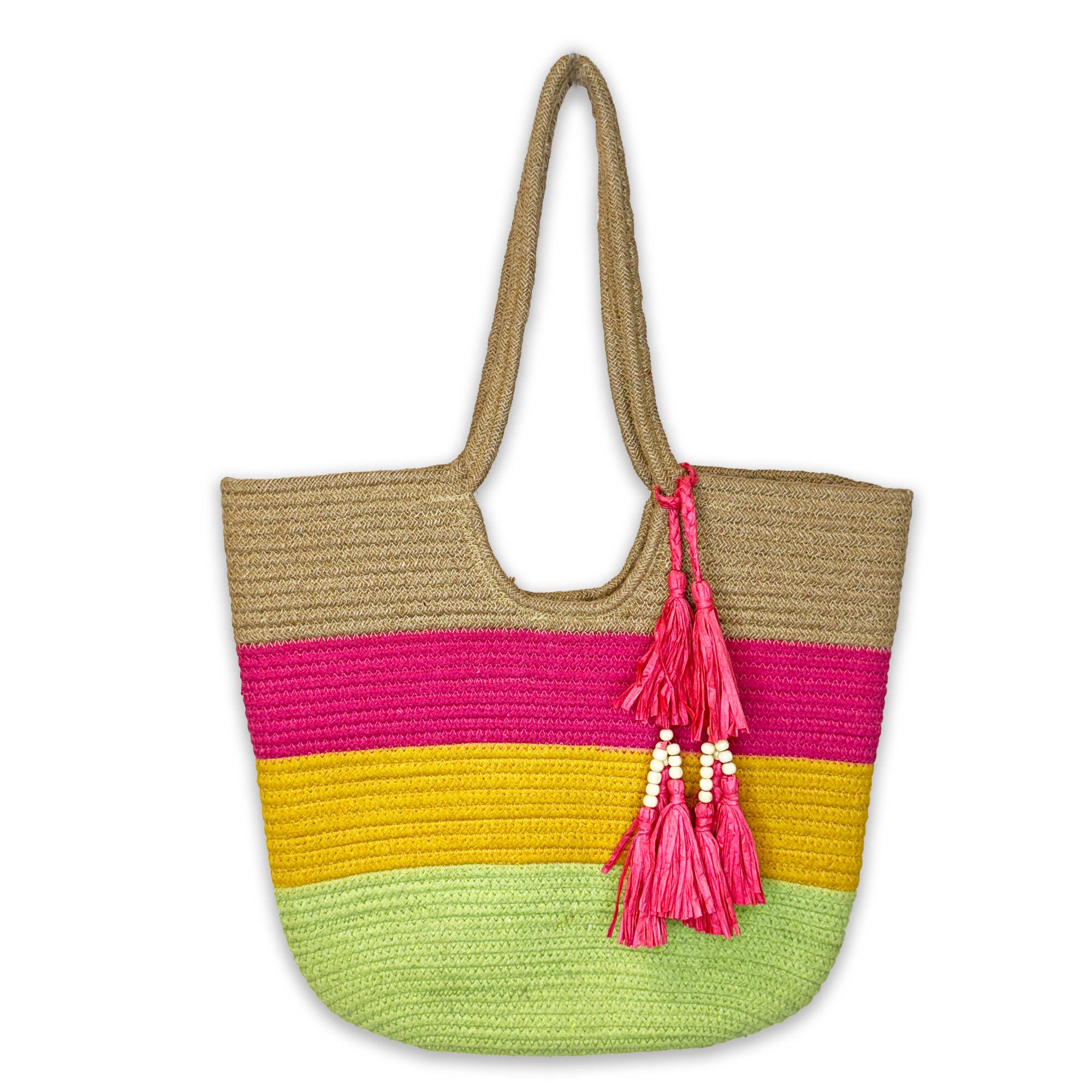 Havana Tote - Tropical Fusion Jute Tote with Tassel