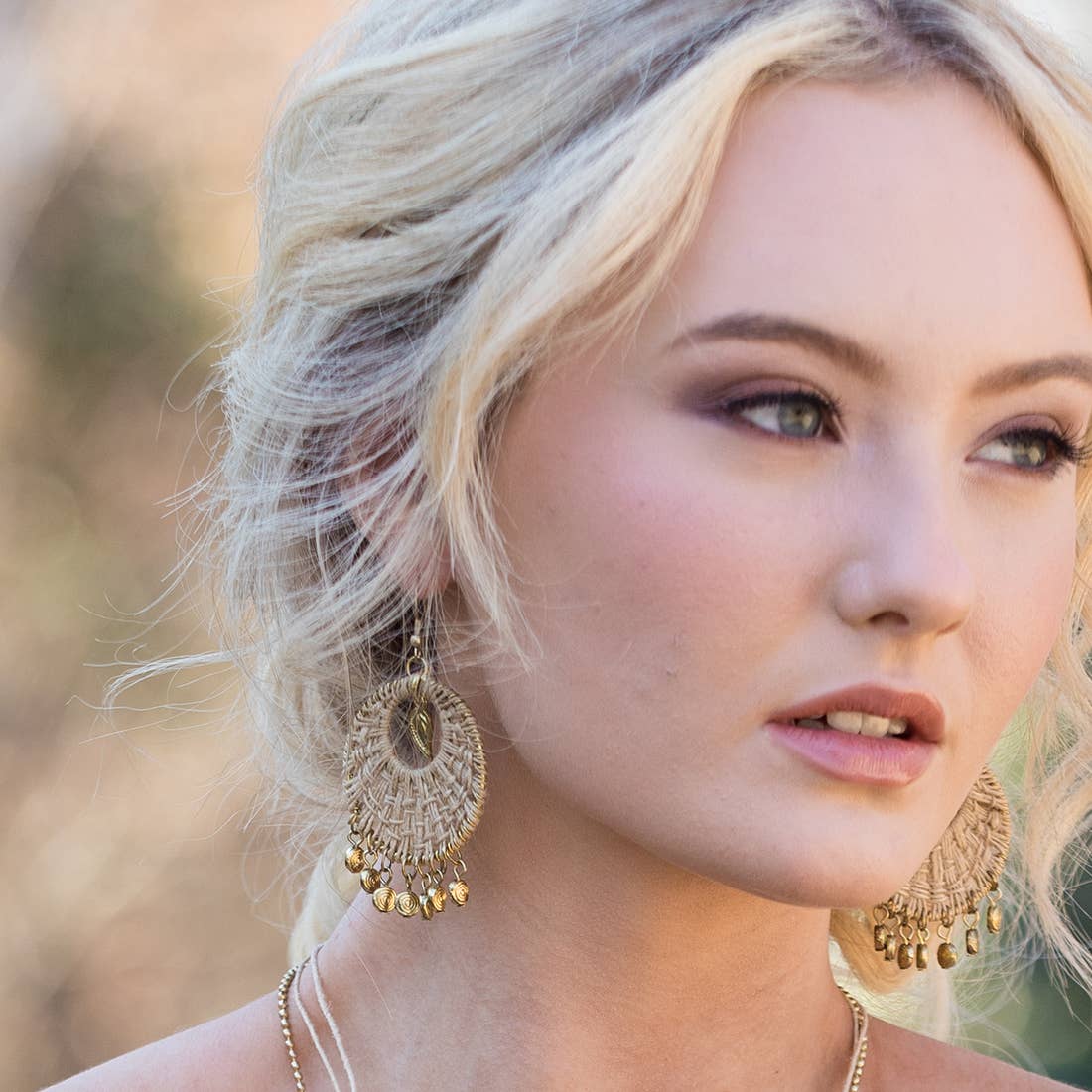 Sachi Bohemian Neutrals Collection Earrings - Jute Weave