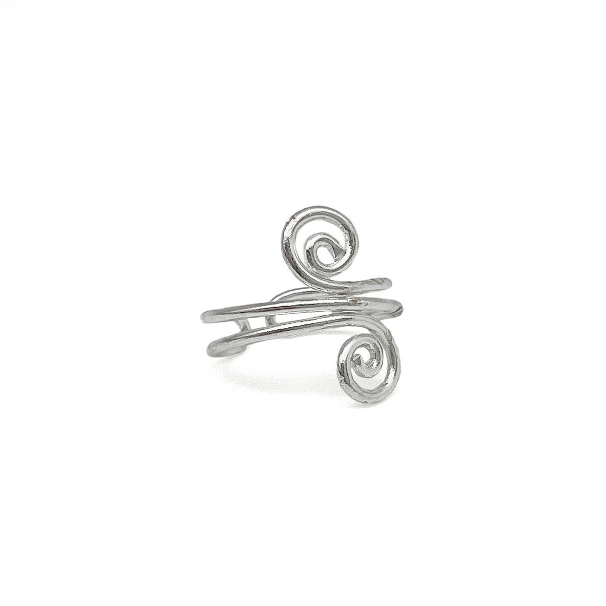 Silver Plated Adjustable Ring - Double Spiral