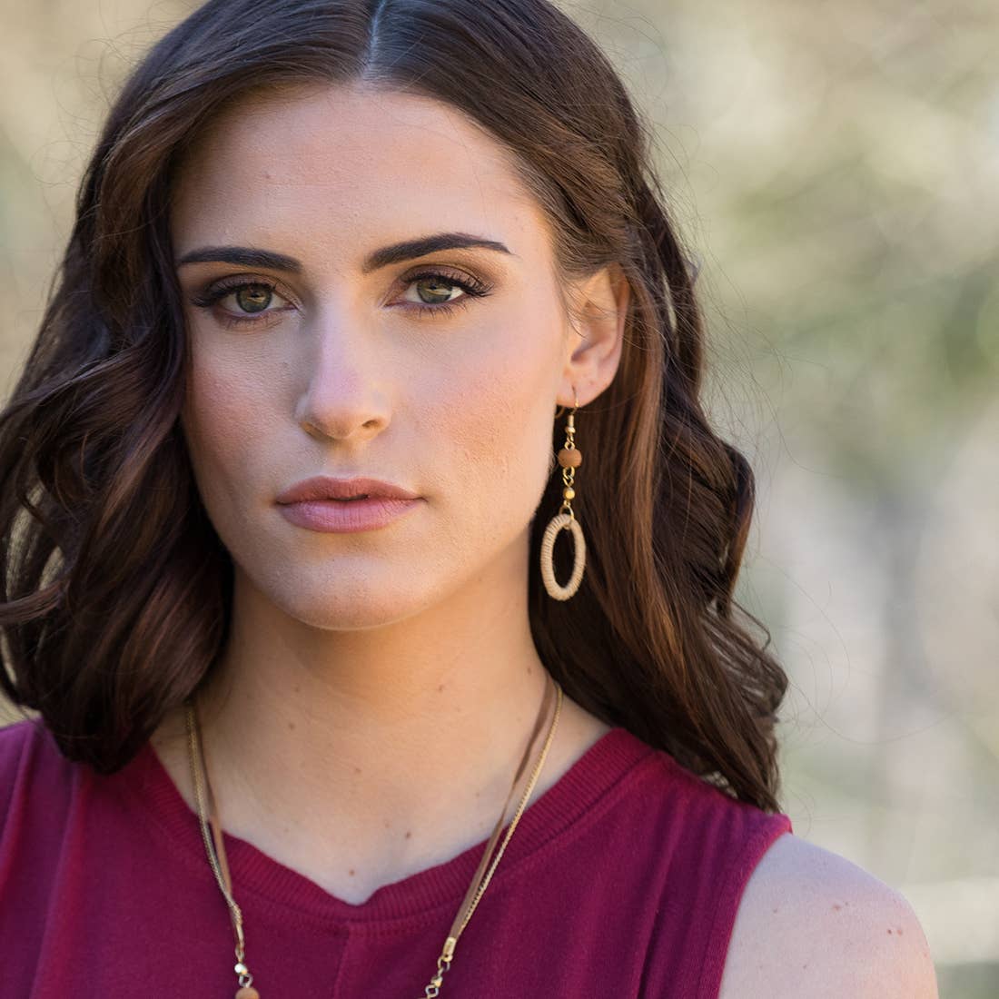 Sachi Bohemian Neutrals Collection Earrings - Jute Oval Bead