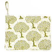 Handcrafted Canvas Pouch with Block-Printed Trees