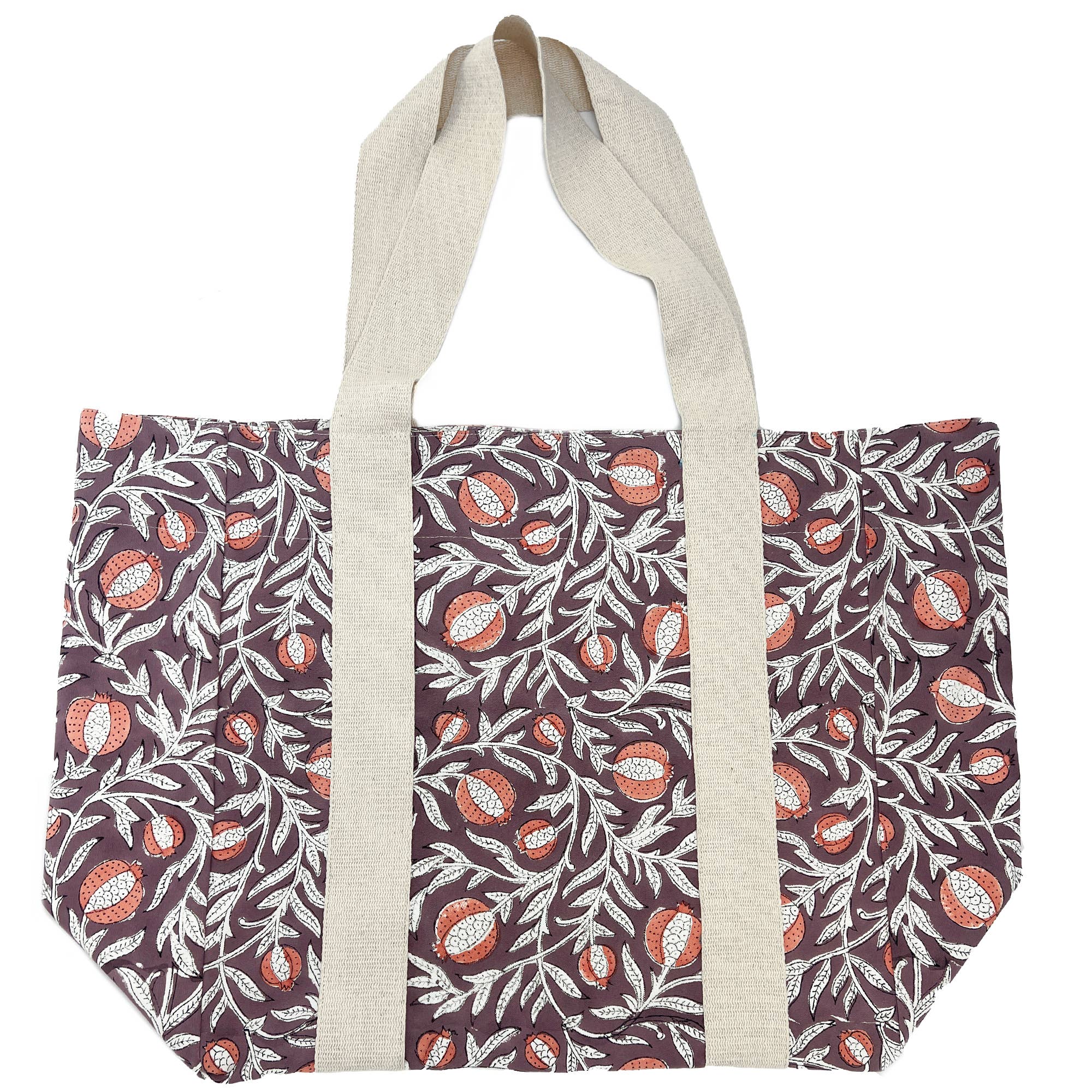 Handcrafted Canvas Bag with Block-Printed Mums the Word