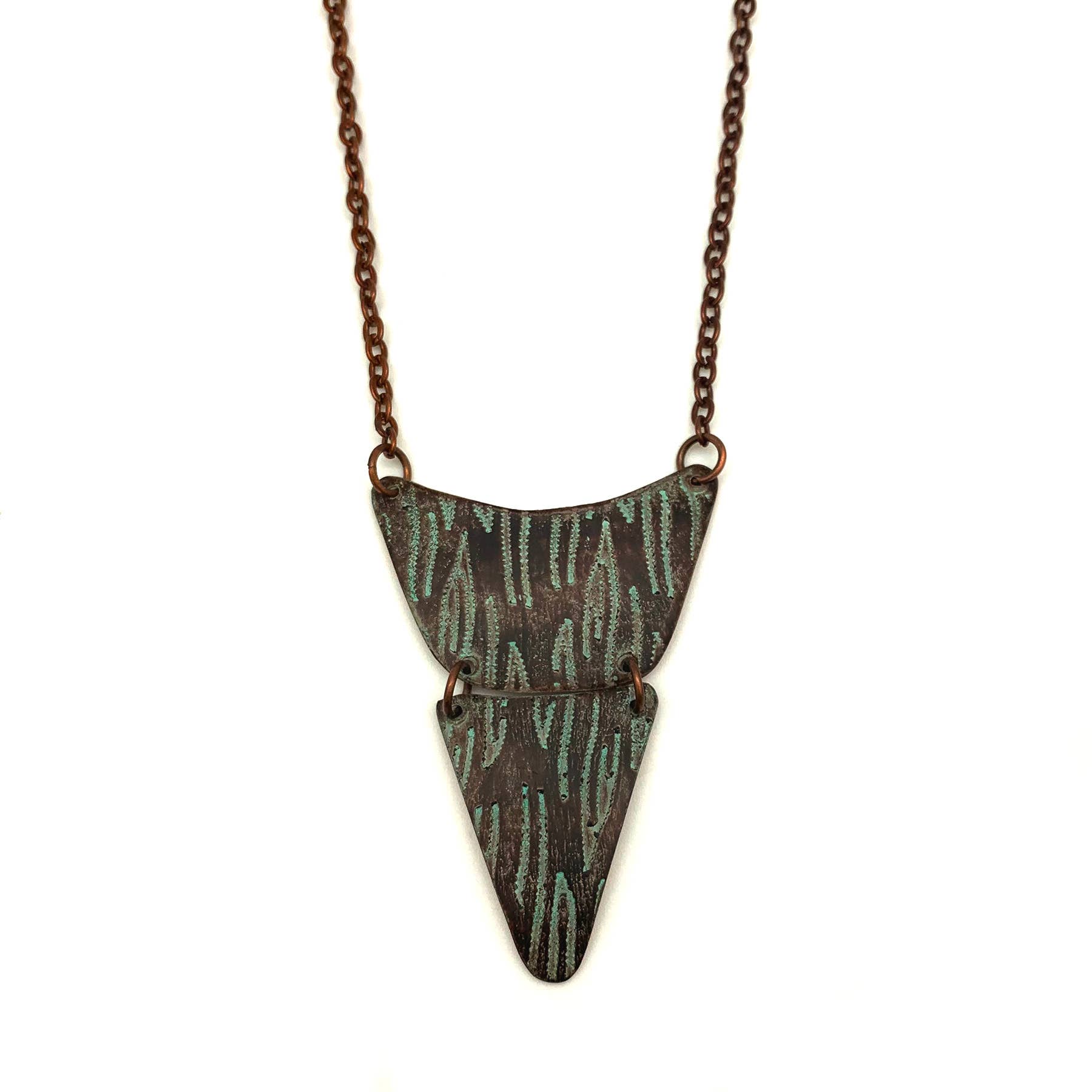Copper Patina Necklace - Teal and Brown Texture