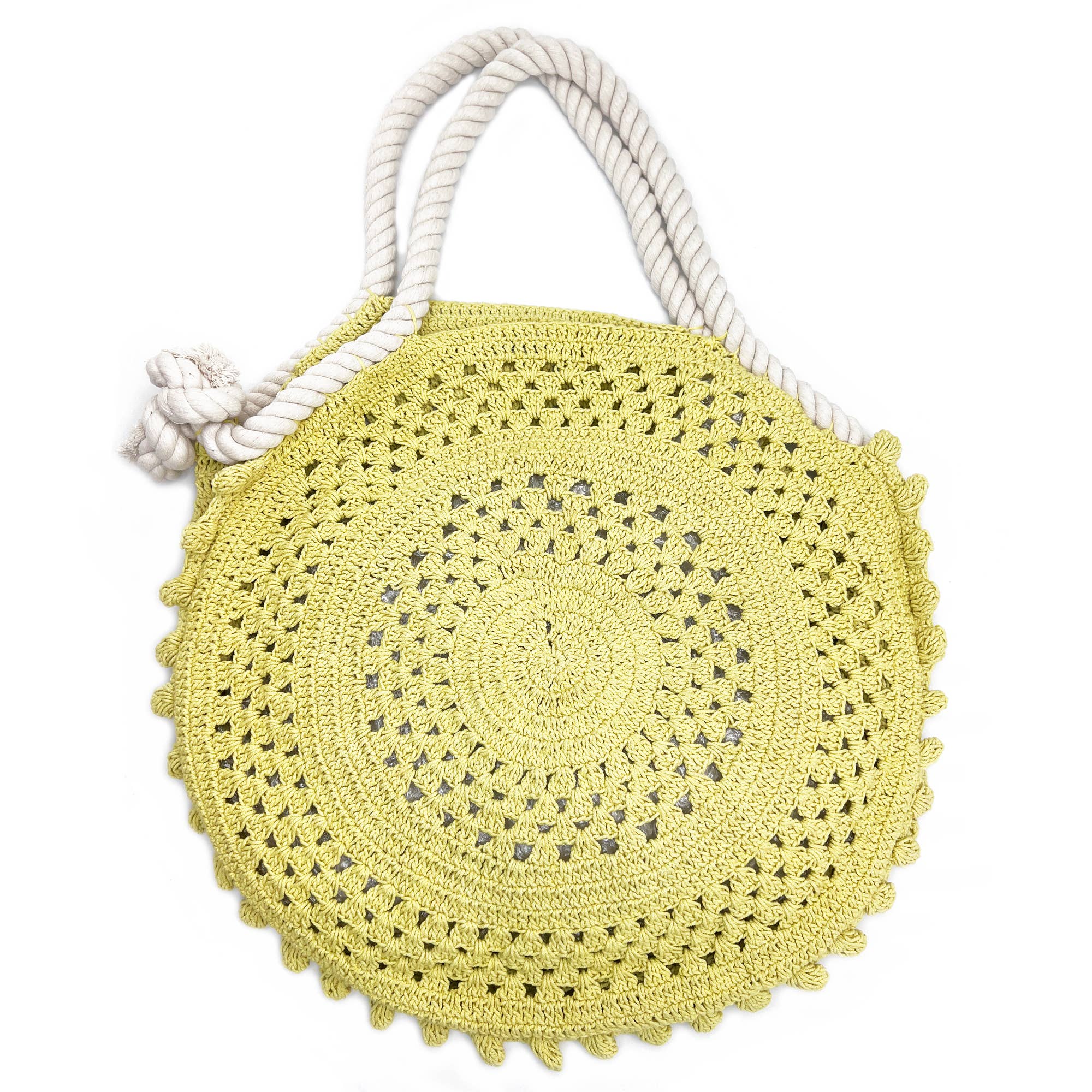 Nina Bag - Knitted Cotton Bag with Rope Handles - Yellow