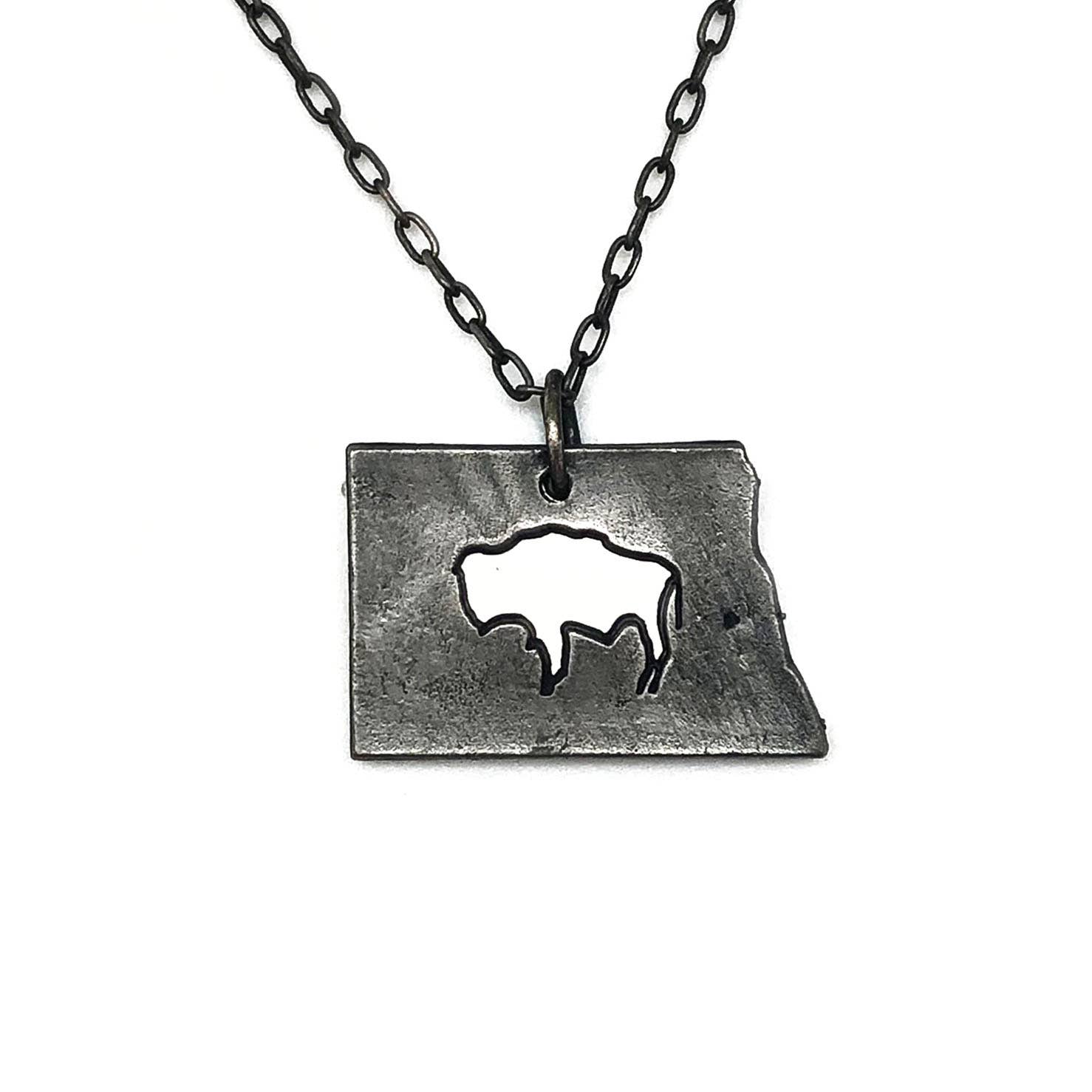 Home State Jewelry - North Dakota with Bison Necklace