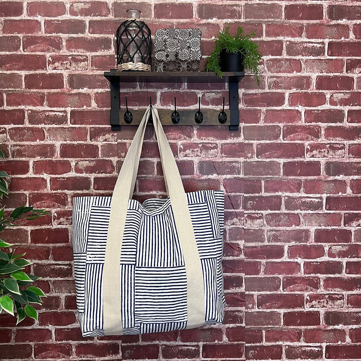 Handcrafted Canvas Bag with Block-Printed  Sailor Chic