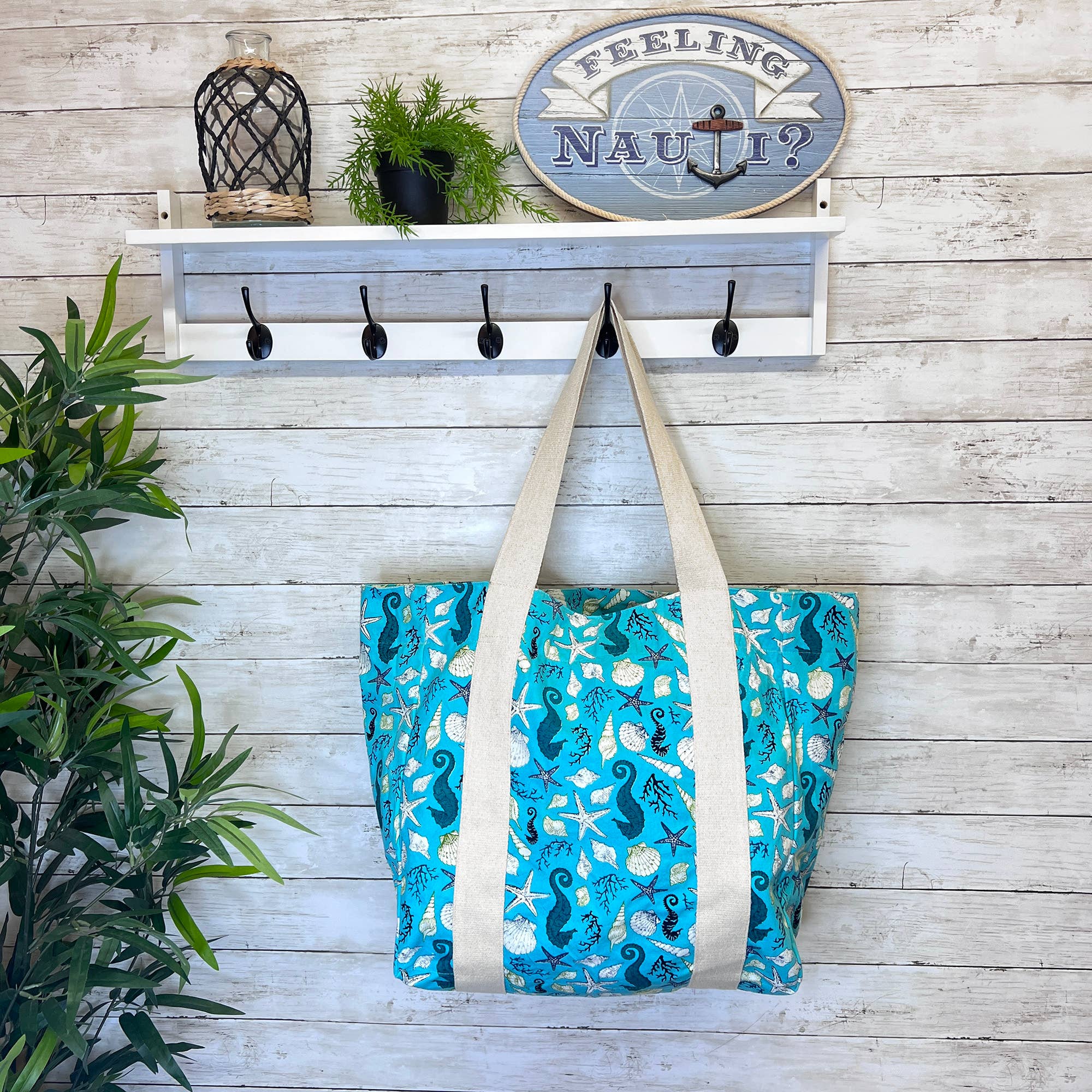 Handcrafted Canvas Bag with Block-Printed Seabed Treasures