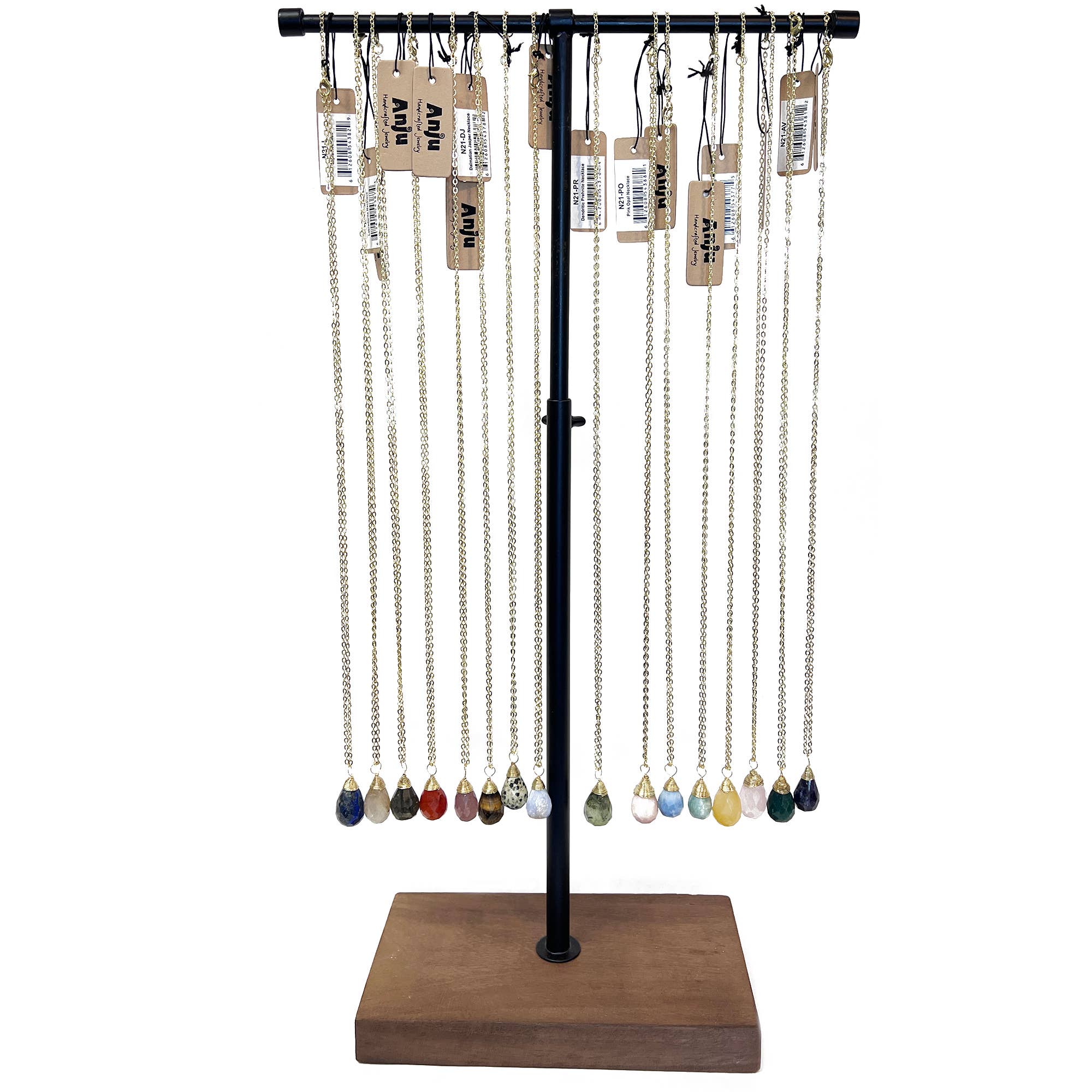 16 Tear Drop Faceted Stone Necklace Pre-Pack (No Display)